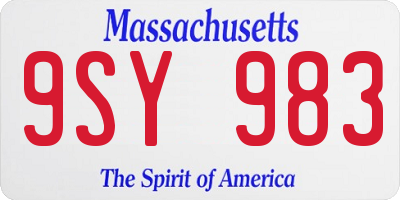 MA license plate 9SY983