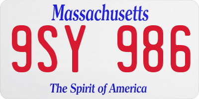 MA license plate 9SY986