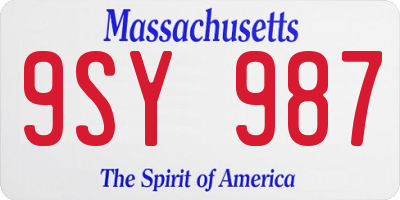 MA license plate 9SY987