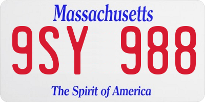 MA license plate 9SY988