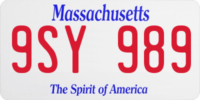 MA license plate 9SY989