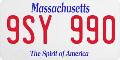 MA license plate 9SY990