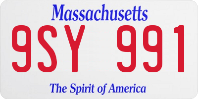 MA license plate 9SY991