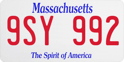 MA license plate 9SY992