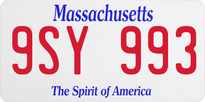 MA license plate 9SY993