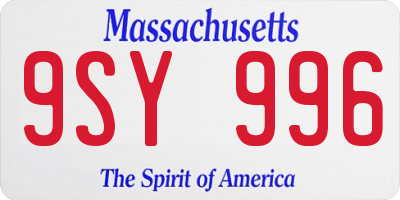 MA license plate 9SY996