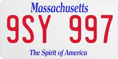 MA license plate 9SY997