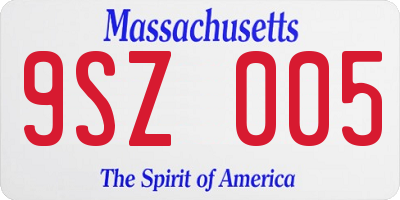 MA license plate 9SZ005