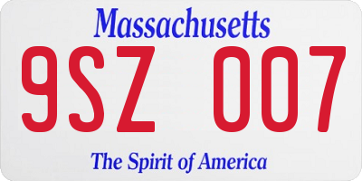 MA license plate 9SZ007
