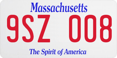 MA license plate 9SZ008