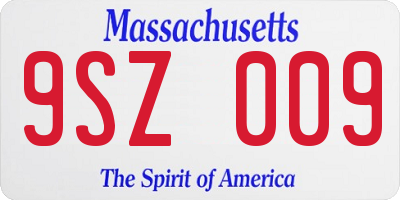MA license plate 9SZ009