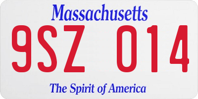 MA license plate 9SZ014