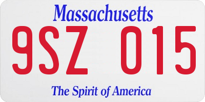MA license plate 9SZ015