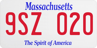 MA license plate 9SZ020