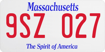 MA license plate 9SZ027