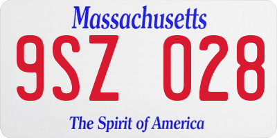 MA license plate 9SZ028