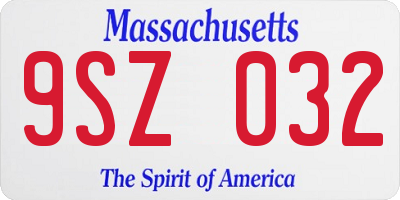 MA license plate 9SZ032