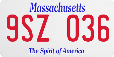 MA license plate 9SZ036