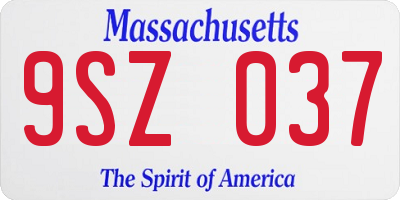 MA license plate 9SZ037