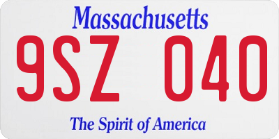 MA license plate 9SZ040