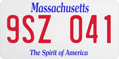 MA license plate 9SZ041