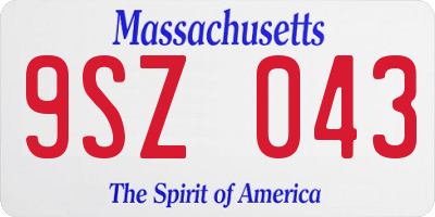 MA license plate 9SZ043