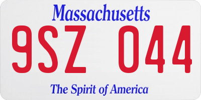 MA license plate 9SZ044