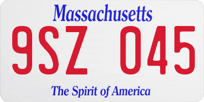 MA license plate 9SZ045