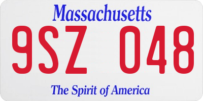 MA license plate 9SZ048