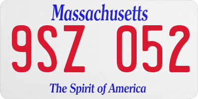MA license plate 9SZ052