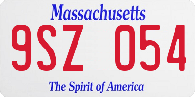 MA license plate 9SZ054