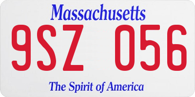 MA license plate 9SZ056
