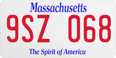 MA license plate 9SZ068