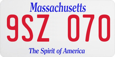 MA license plate 9SZ070