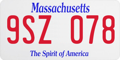 MA license plate 9SZ078
