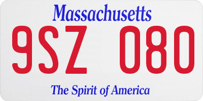 MA license plate 9SZ080