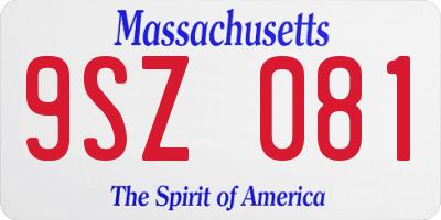 MA license plate 9SZ081