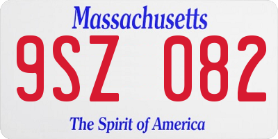 MA license plate 9SZ082