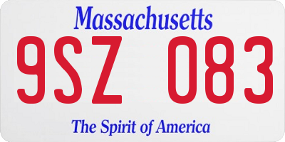 MA license plate 9SZ083