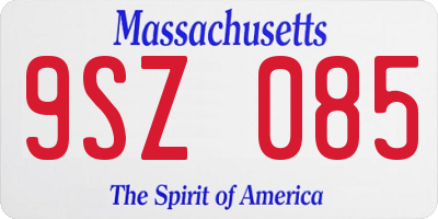 MA license plate 9SZ085