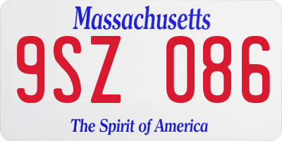MA license plate 9SZ086