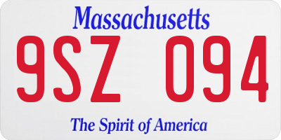 MA license plate 9SZ094