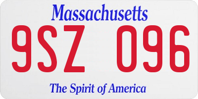 MA license plate 9SZ096