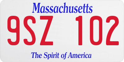 MA license plate 9SZ102
