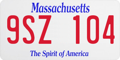 MA license plate 9SZ104