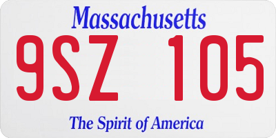 MA license plate 9SZ105