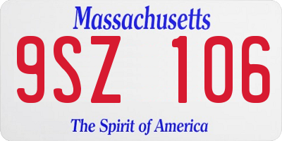 MA license plate 9SZ106