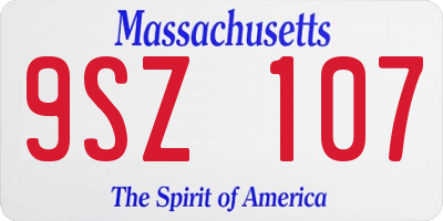 MA license plate 9SZ107