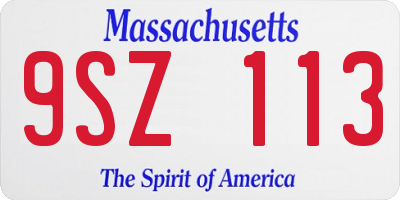 MA license plate 9SZ113