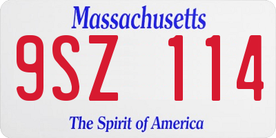 MA license plate 9SZ114